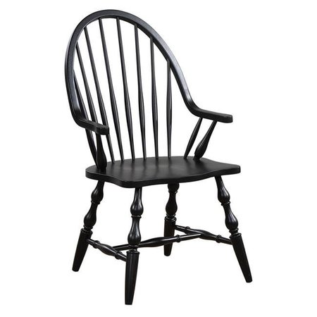 SUNSET TRADING Sunset Trading DLU-C30A-AB 41 x 23.5 x 25 in. Black Cherry Selections Windsor Dining Chair with Arms - Antique Black DLU-C30A-AB